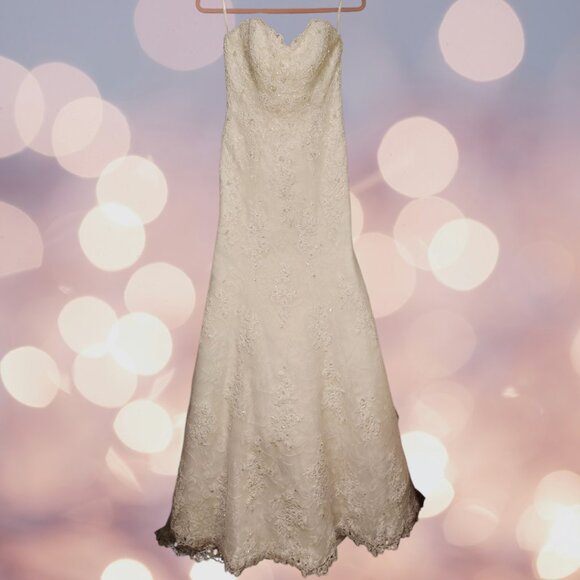 NWT Sz 8 Morilee Ivory A Line  Lace Sequin & Pearl Embellished Wedding Gown - Picture 1 of 14
